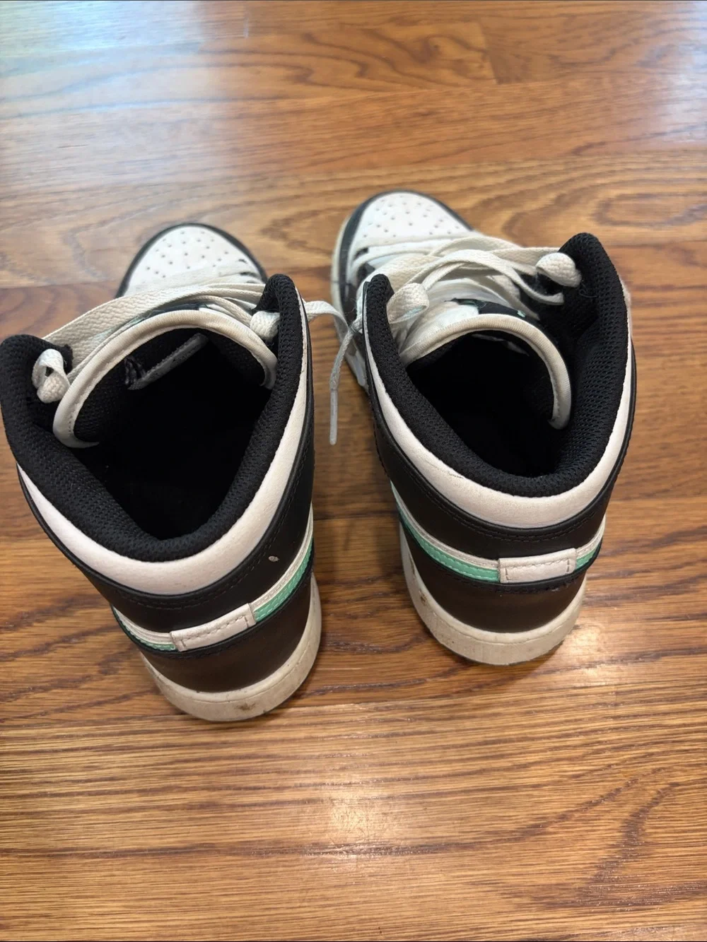 Nike Kids High-Top Sneakers in Black, White & Mint